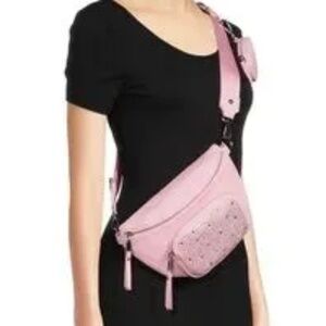 Steve MADDEN NYC Bling Pink Full Zip Crossbody Purse Rhinestone Fanny Pack